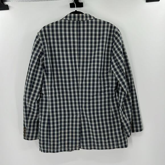 J. Crew Men's Two Button Plaid Blazer - Blue/Green/White - Medium - Picture 10 of 10
